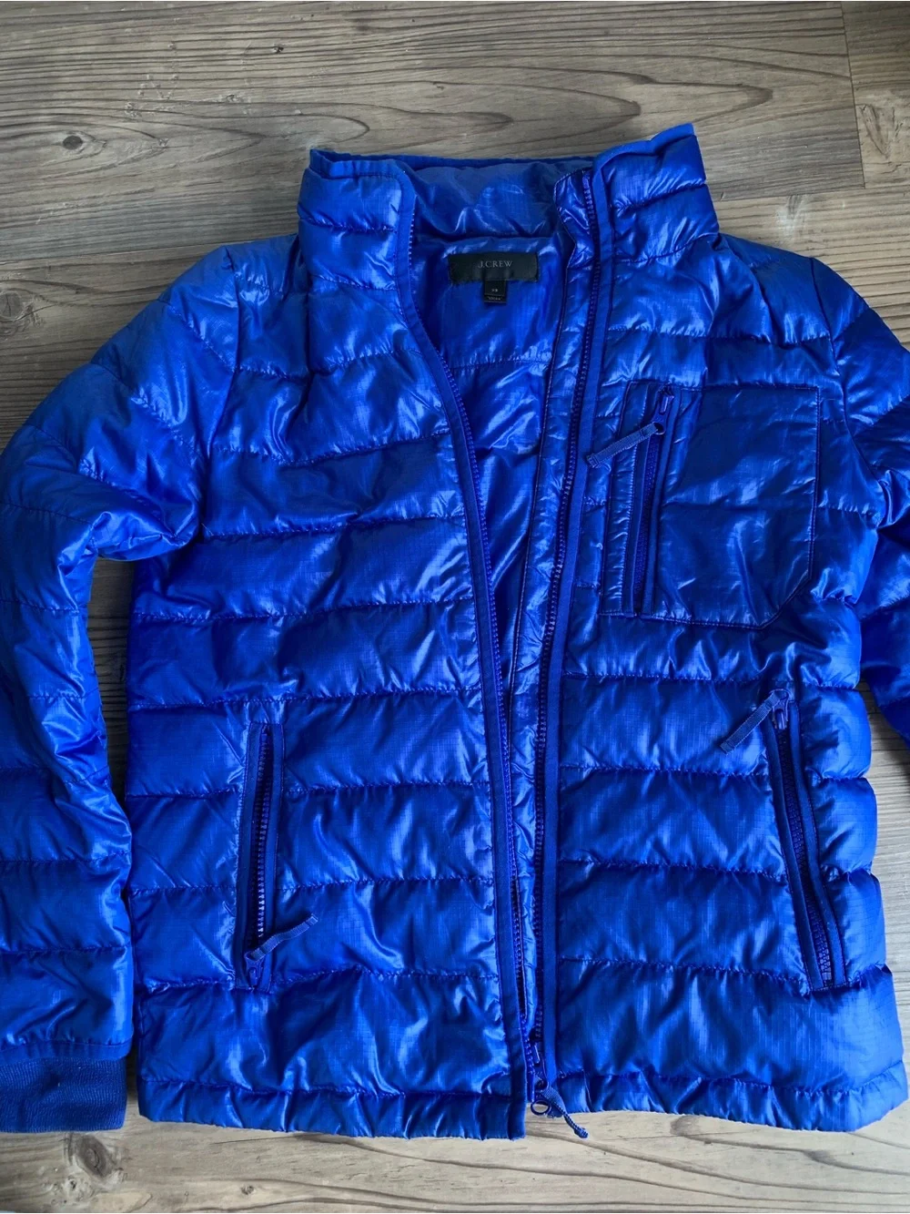 J Crew Jacket Womens XS Blue Down Puffer Lightweight Casual Insulated